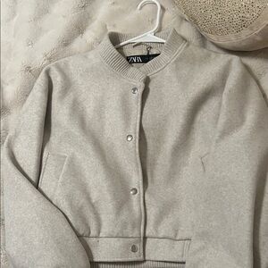 Zara Soft Gray Button-Up Jacket